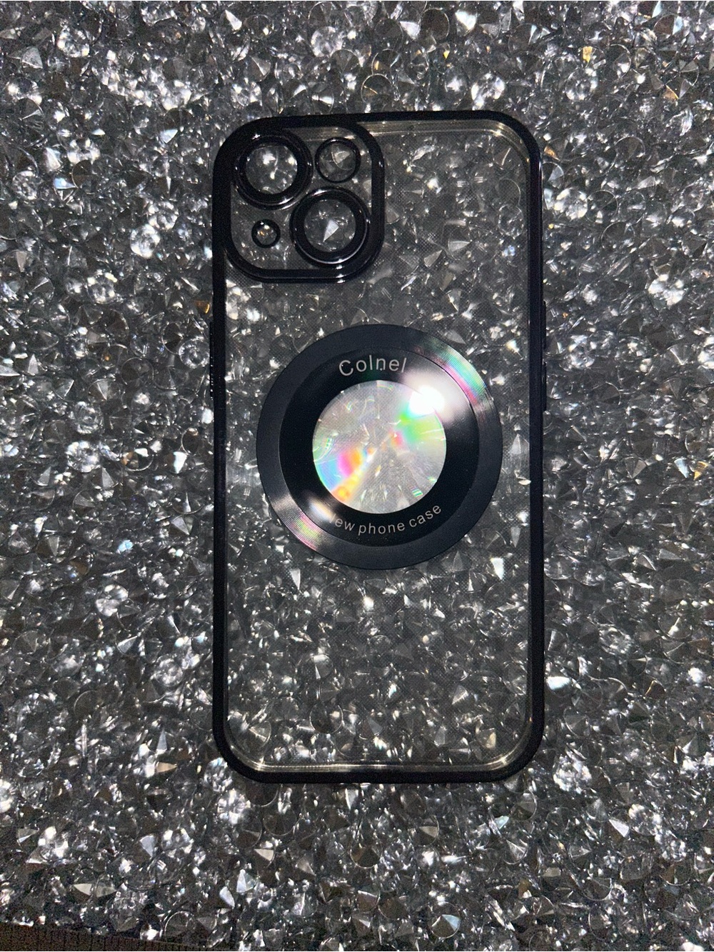 iPhone 15 Clear Black iPhone Case with Holographic Ring